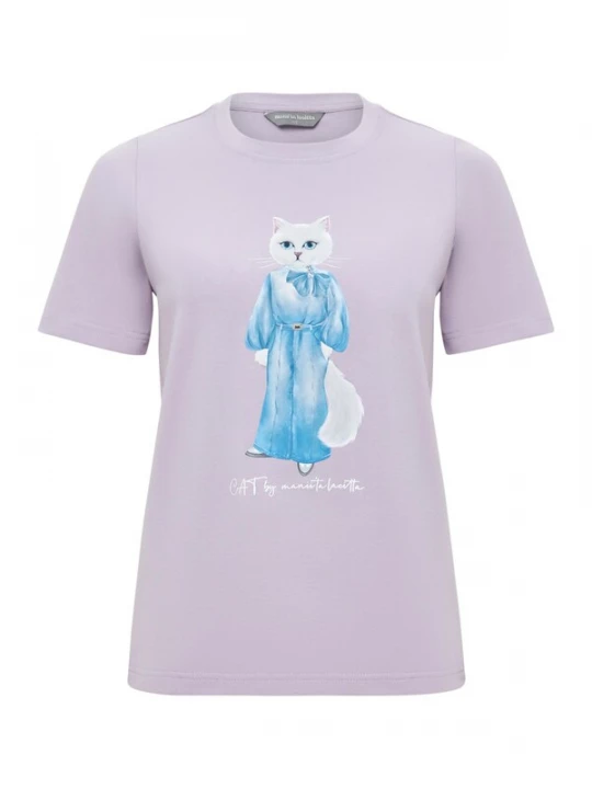 Obrázek produktu Cat e Lolette Tričko 'Cat in a Denim Suit' fialová