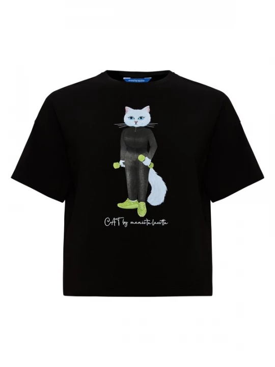 Obrázek produktu Cat e Lolette Tričko 'Sport Cat with Dumbbells' černá