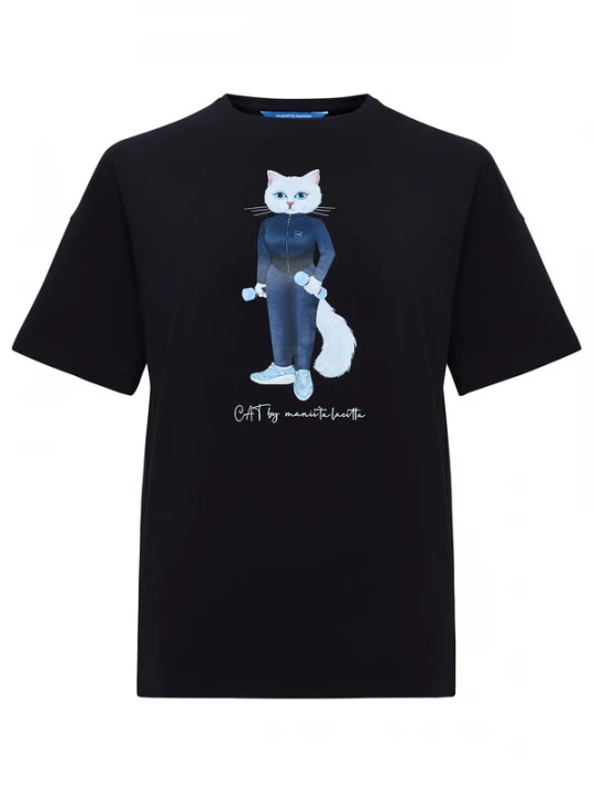 Obrázek produktu Cat e Lolette Tričko 'Sport cat with dumbbells' modrá
