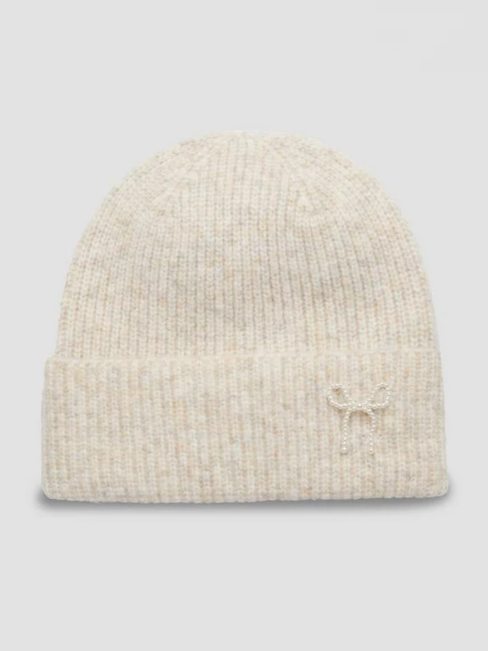 Obrázek produktu Čepice beanie z vlněné směsi, s kamínky s.Oliver béžová