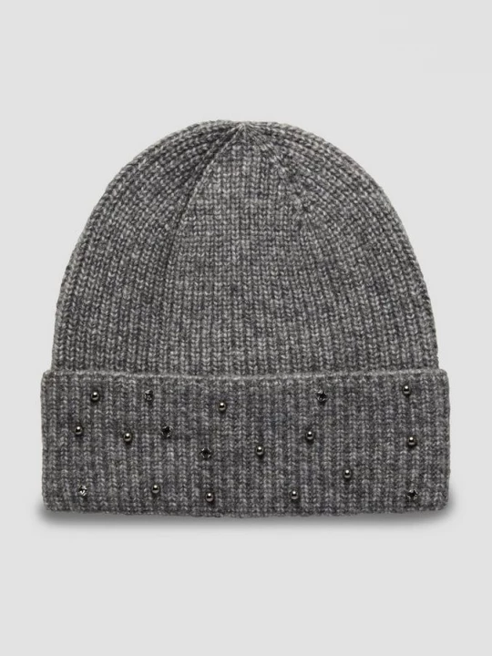 Obrázek produktu Čepice beanie z vlněné směsi, s kamínky s.Oliver šedá