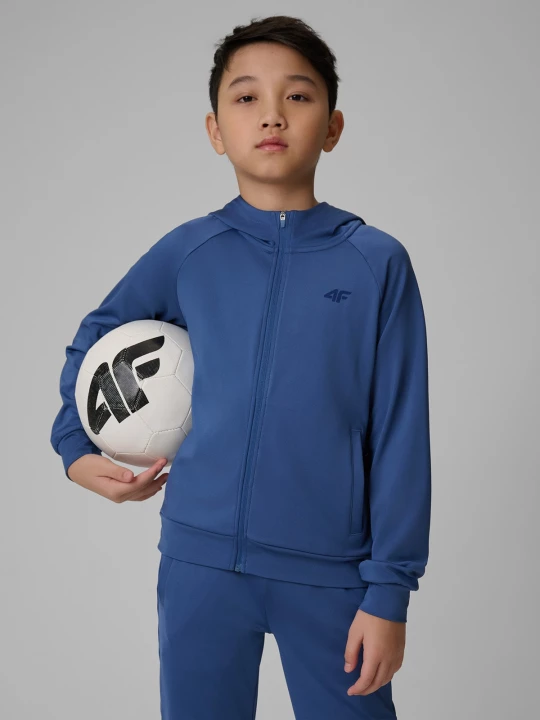 Obrázek produktu Chlapecká sportovní mikina regular s kapucí - tmavě modrá 4F
