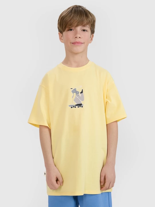 Obrázek produktu Chlapecké tričko oversize s potiskem - žluté 4F