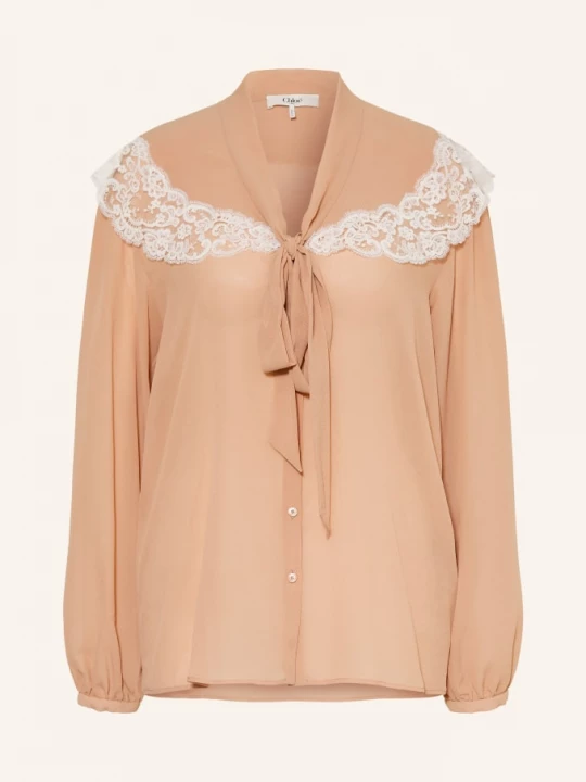 Obrázek produktu Chloé Halenka S Vázačkou A Krajkou velbloudí / bílá