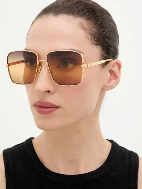 Obrázek produktu Chloe hranaté sluneční brýle dámské Chloé zlatá