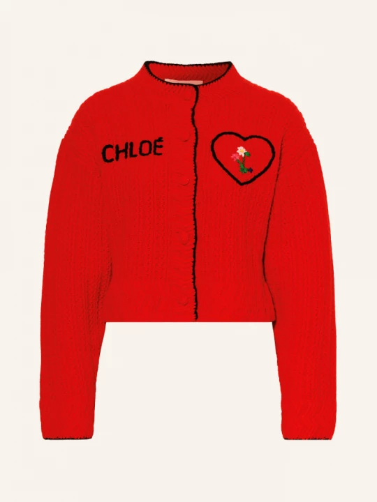 Obrázek produktu Chloé Pletený Svetr S Kašmírem červená / černá