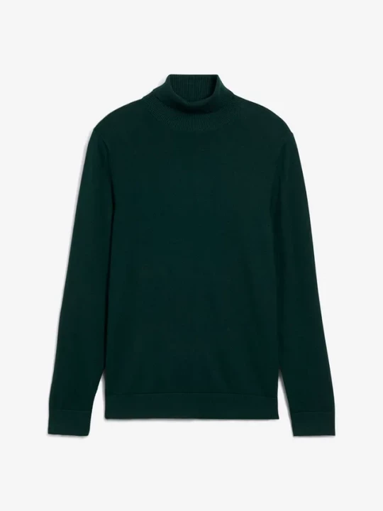 Obrázek produktu Cienki sweter z golfem z domieszką wełny merino BonPrix zielony
