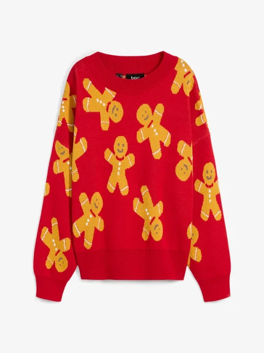 Obrázek produktu Cienki sweter z okrągłym dekoltem, oversize BonPrix czerwony