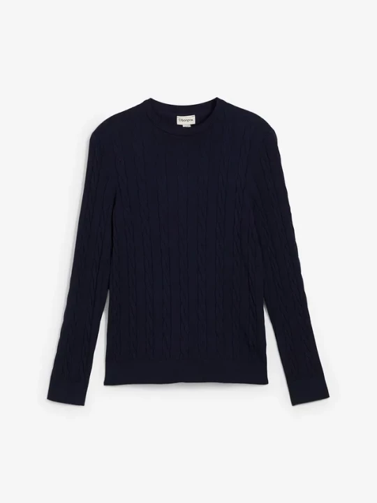 Obrázek produktu Cienki sweter ze wzorem w warkocze, slim fit BonPrix niebieski