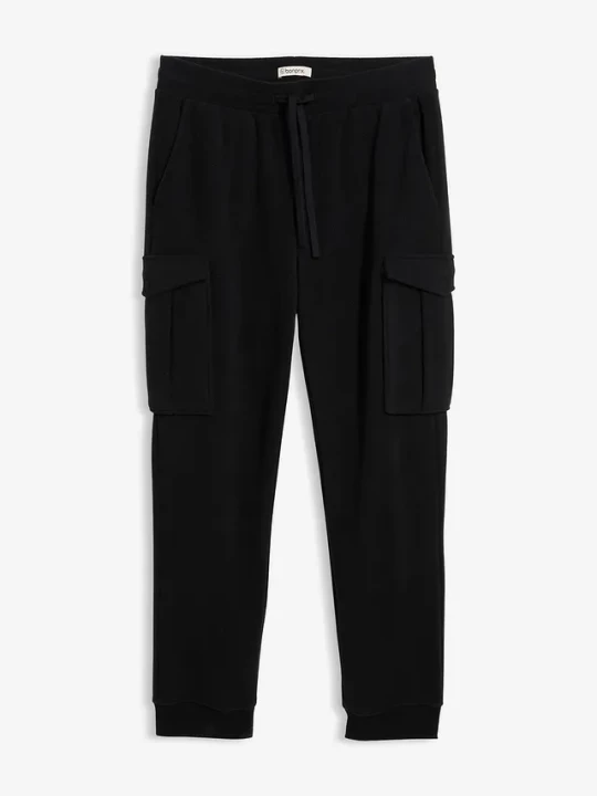 Obrázek produktu Ciepłe spodnie cargo z polarowego materiału, regular fit BonPrix czarny