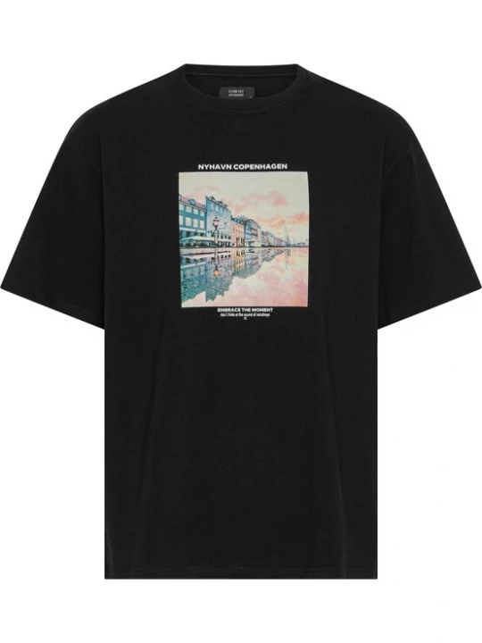 Obrázek produktu Clean Cut Copenhagen Tričko 'Rainy Copenhagen' azurová modrá / šedobéžová / růžová / černá