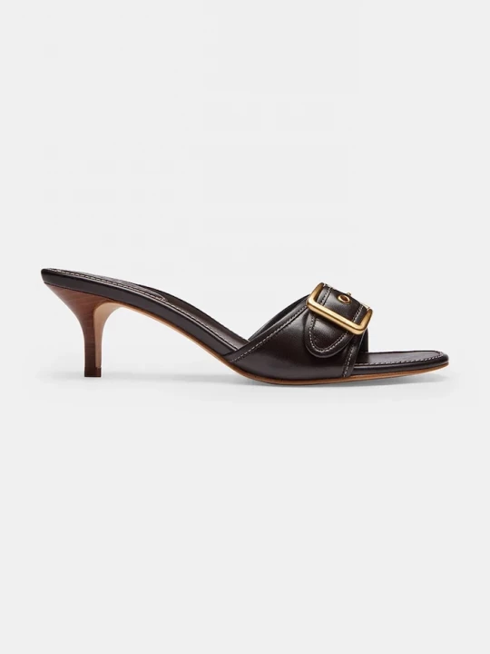 Obrázek produktu Coach pantofle na nízkém podpatku dámské kožené Margot Leather hnědá