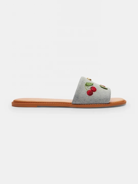 Obrázek produktu Coach pantofle na plochém podpatku dámské Holly Denim Cherries Sandal modrá