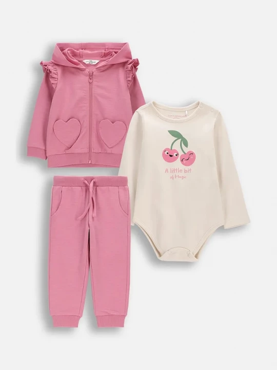 Obrázek produktu Coccodrillo teplákový set kojenecký bavlněný růžová
