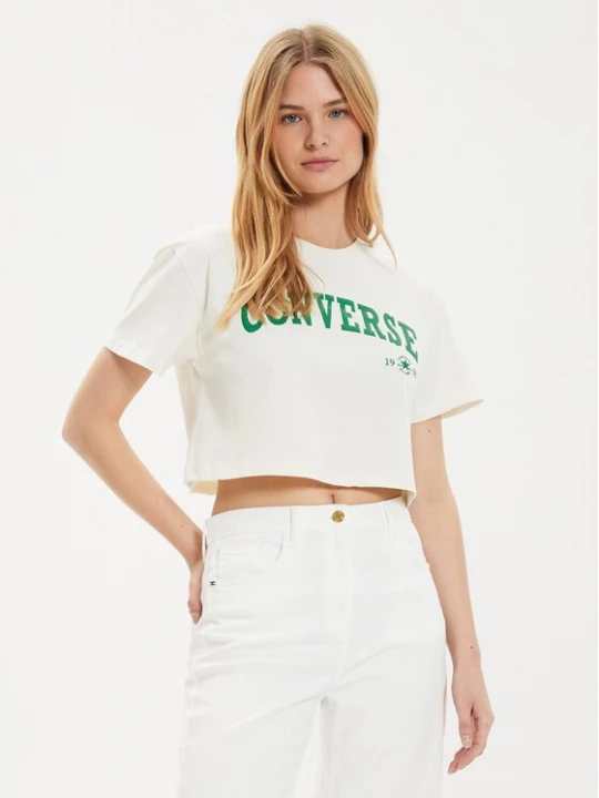 Obrázek produktu Converse T-Shirt W Retro Chuck Cropped Tee 10027151-A03 Écru Regular Fit