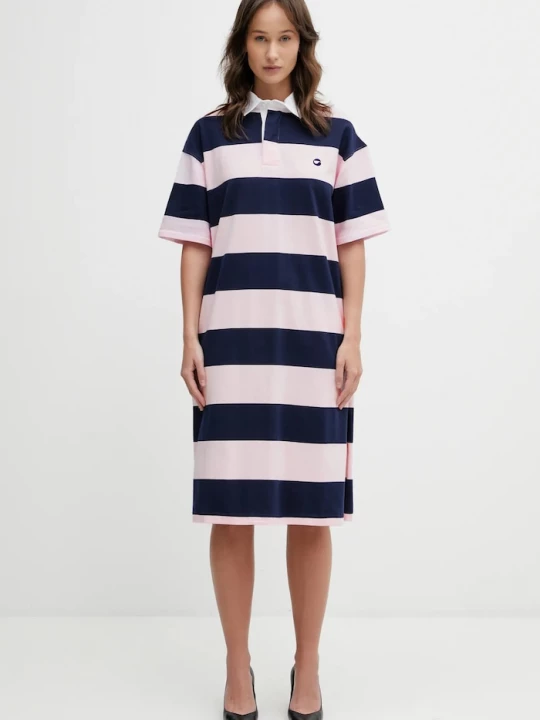 Obrázek produktu coperni Bavlněné šaty Coperni Striped Polo růžová