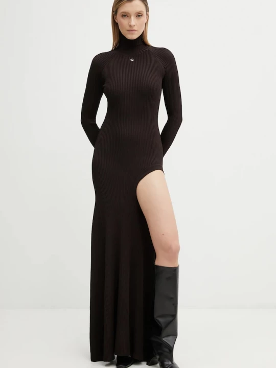 Obrázek produktu coperni Šaty Coperni Leg Cut-Out Rib Gown hnědá