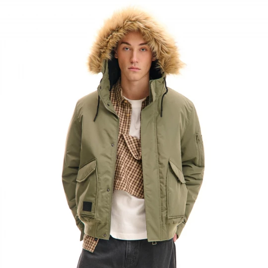 Obrázek produktu Cropp - Bunda bomber s kapucí - olivová