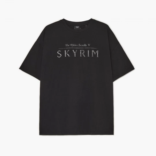 Obrázek produktu Cropp - Černé tričko s potiskem Skyrim - černý