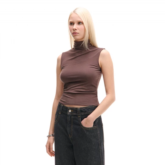 Obrázek produktu Cropp - Halenka s rolákem - pudrově hnědá
