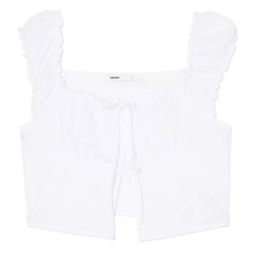 Obrázek produktu Cropp - Krátké tričko crop top s vázáním - bílá