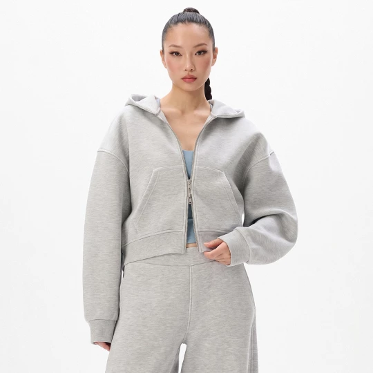 Obrázek produktu Cropp - Mikina na zip s kapucí - světle šedá