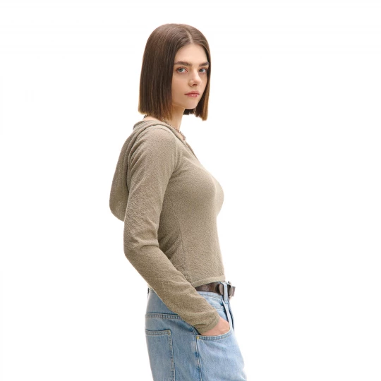 Obrázek produktu Cropp - Propínací svetr s kapucí - béžová