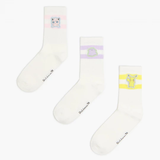 Obrázek produktu Cropp - Sada 3 párů ponožek Pokémon - bílá