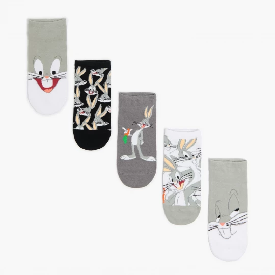 Obrázek produktu Cropp - Sada 5 párů ponožek s potiskem Bugs Bunny - středně šedá
