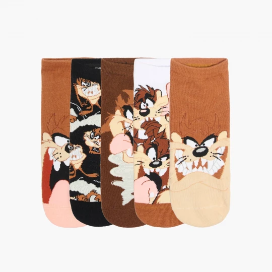 Obrázek produktu Cropp - Sada 5 párů ponožek s potiskem Tasmanian Devil Looney Tunes - hnědá