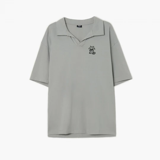 Obrázek produktu Cropp - Tričko polo s výšivkou - středně šedá