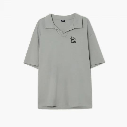 Obrázek produktu Cropp - Tričko polo s výšivkou - středně šedá