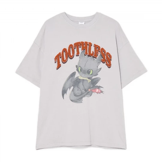 Obrázek produktu Cropp - Tričko s aplikací Toothless How to Train Your Dragon - světle šedá