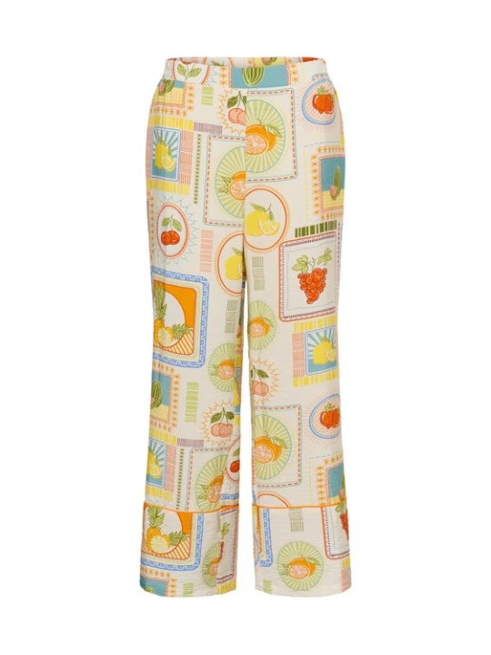 Obrázek produktu CULTURE Kalhoty nebeská modř / limone / oranžová / červená / offwhite