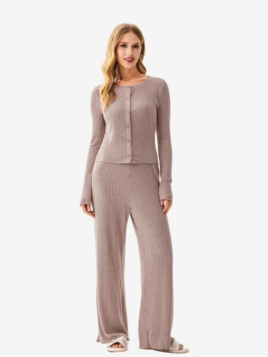 Obrázek produktu Cupshe Pyžamo 'Long Sleeve' šedobéžová