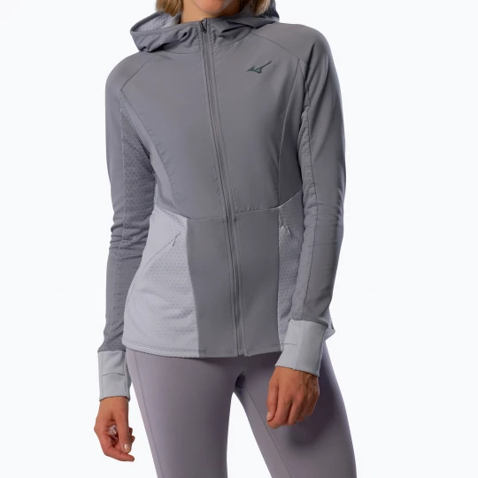 Obrázek produktu Dámská běžecká bunda Mizuno Active Warm Hybrid Full Zip Hooded quicksilver šedá
