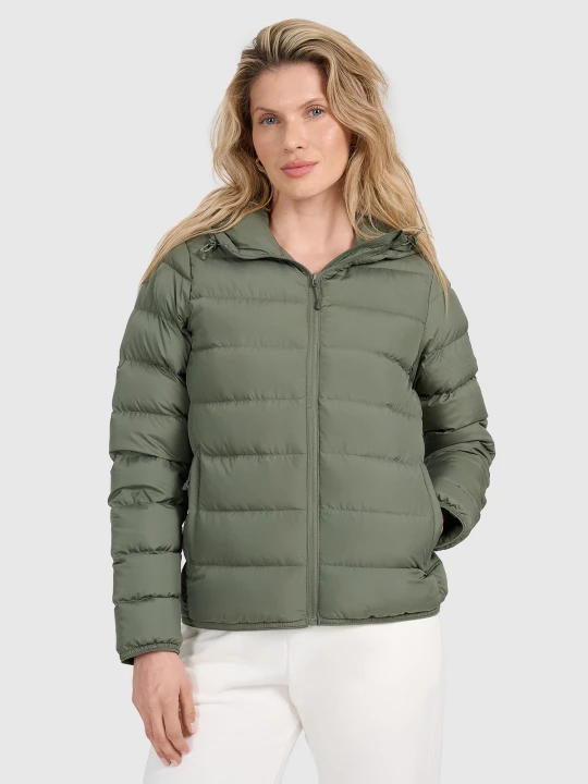 Obrázek produktu Dámská péřová bunda s přírodní výplní - olivová/khaki 4F