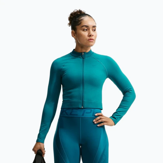 Obrázek produktu Dámská tréninková mikina Nike Pro Seamless Full Zip Top bright spruce Modrá