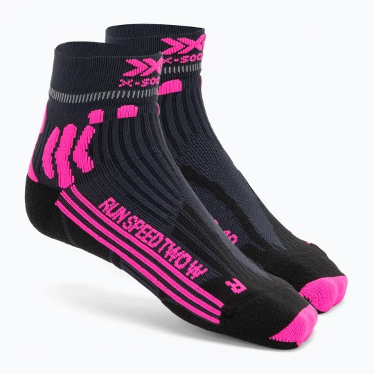 Obrázek produktu Dámské běžecké ponožky X-Socks Run Speed Two 4.0 dolomite grey / neon flamingo Černá