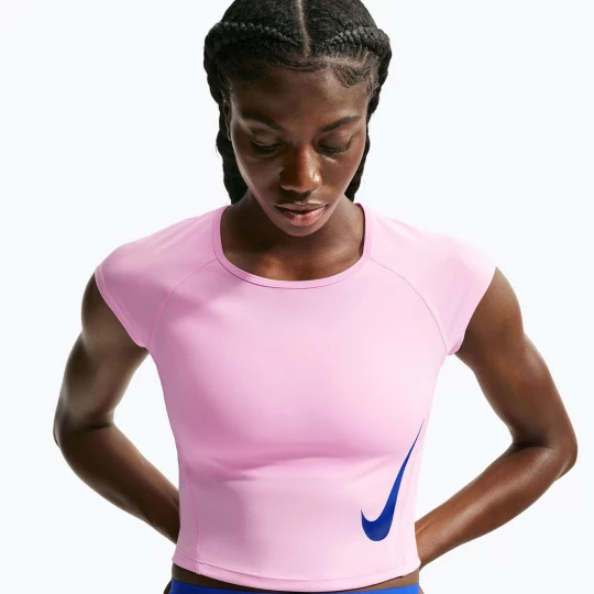 Obrázek produktu Dámské běžecké tričko Nike Tempo Swoosh Run Dri-Fit pink rise / pink rise / old royal
