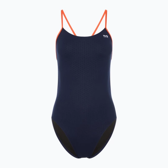 Obrázek produktu Dámské jednodílné plavky TYR Hexa Cutoutfit navy / orange Námořnická modř
