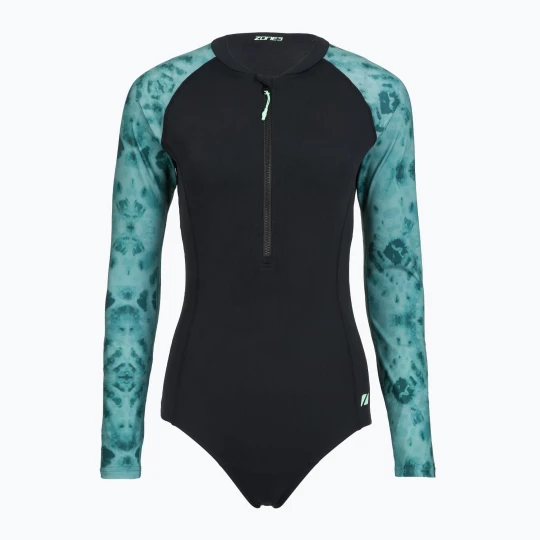 Obrázek produktu Dámské jednodílné plavky ZONE3 Long Sleeve teal tie dye Černá