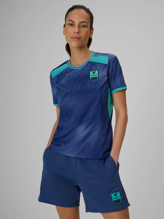 Obrázek produktu Dámské regular rychleschnoucí fotbalové tričko - denim 4F tmavě modrý