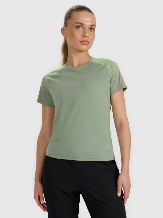 Obrázek produktu Dámské rychleschnoucí trailové běžecké tričko - olivové/khaki 4F