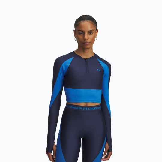 Obrázek produktu Dámské tréninkové tričko Longsleeve Under Armour HeatGear Rib 1 / 4 Zip washed navy / blue atlantis / blue atlantis Námořnická modř