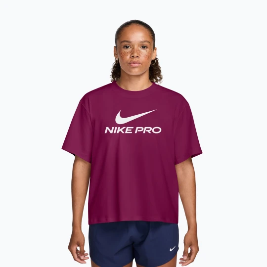 Obrázek produktu Dámské tréninkové tričko Nike Pro Dri-Fit Loose true berry / white Růžová