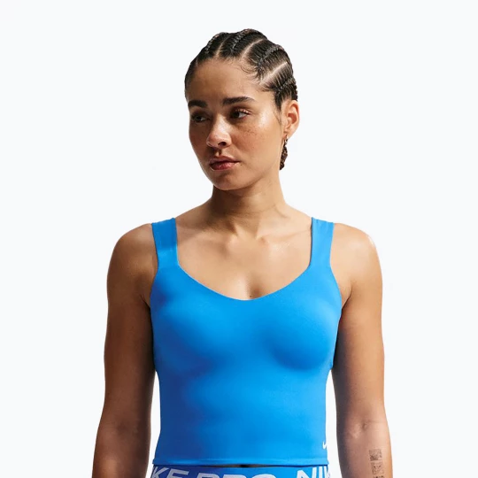 Obrázek produktu Dámské tréninkové tričko Nike Pro Sculpt Medium Support Padded Tank light photoblue / white