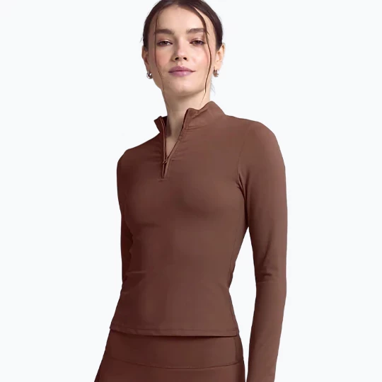 Obrázek produktu Dámské tričko Longsleeve JOYINME Motion LS 1 / 4 Zip chestnut Hnědá