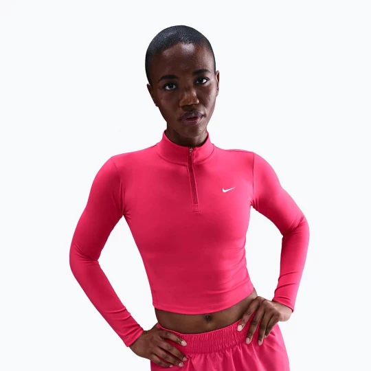 Obrázek produktu Dámské tričko s dlouhým rukávem Nike One Fitted Dri-Fit 1 / 4 Zip Mid Layer rush pink / white