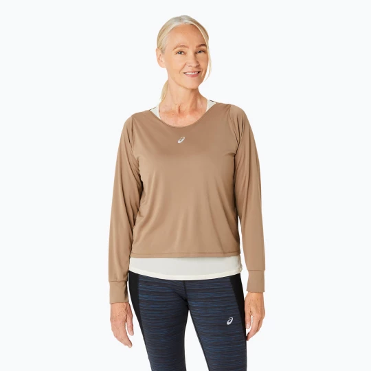 Obrázek produktu Dámský běžecký top longsleeve + tílko ASICS Nagino Run pepper / oatmeal Hnědá